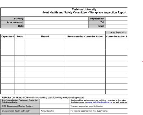 sample inspection report format excel